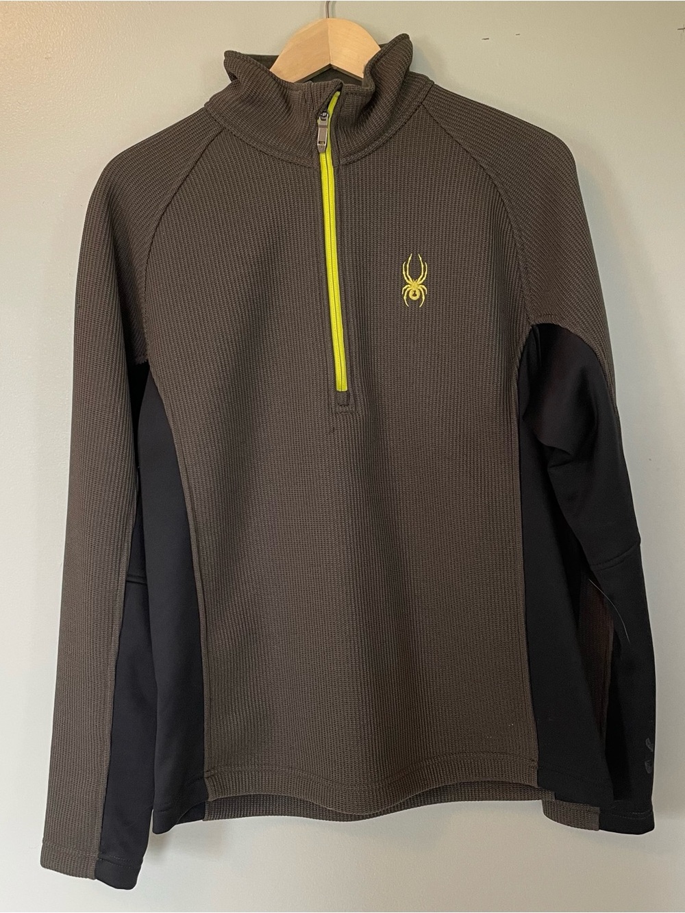 Spyder Men’s Brown Performance Half-Zip Jacket with Yellow Accents
